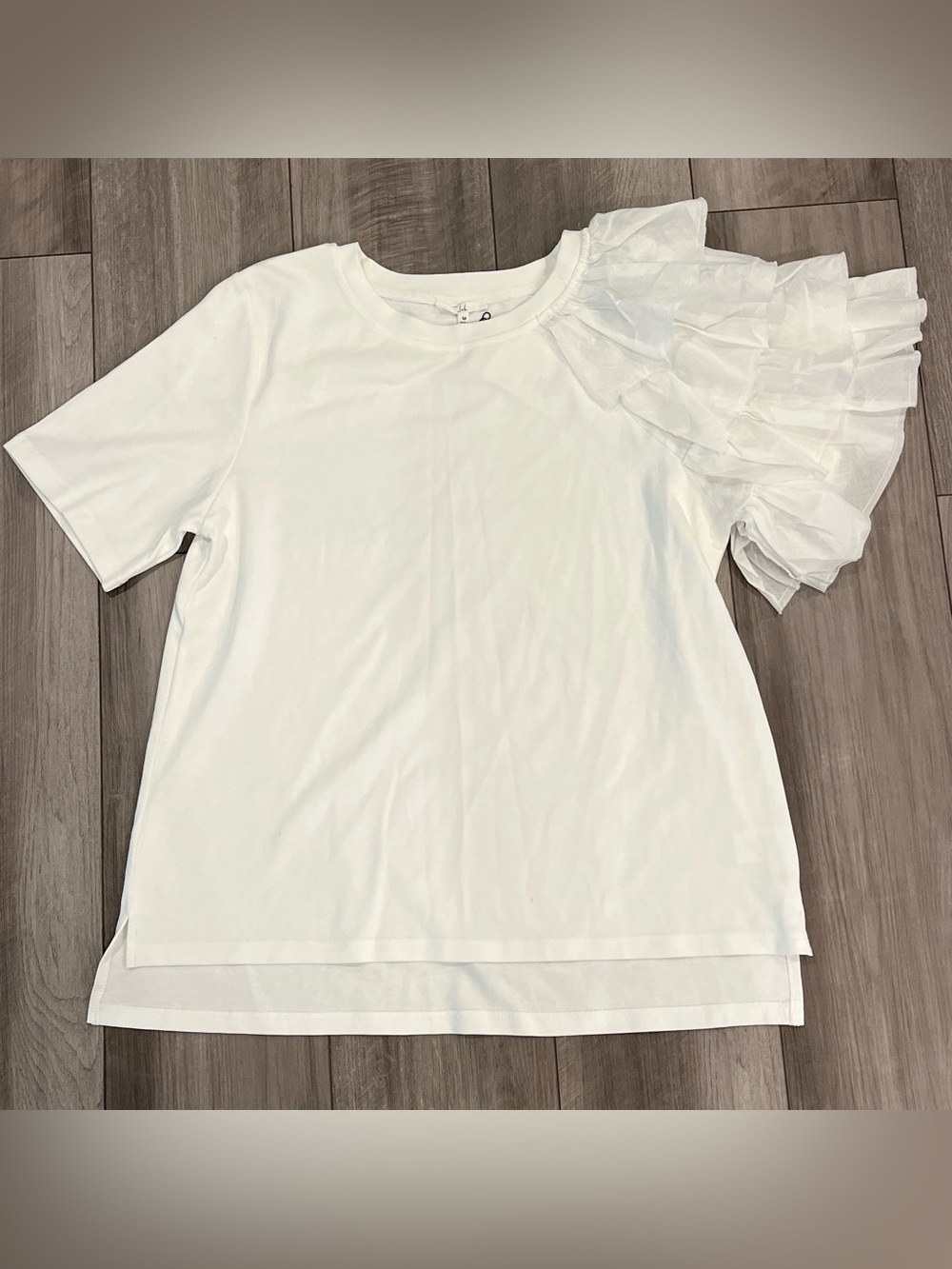 Joh Apparel White Ruffle Sleeve Tee